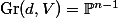 \operatorname{Gr}(d, V) = \mathbb{P}^{n-1}