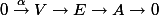  0 \overset{\alpha}{\to} V \to E \to A \to 0 