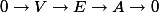  0 \to V \to E \to A \to 0 