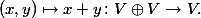  (x, y) \mapsto x + y \colon V \oplus V \to V. 