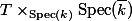 T\times_{\text{Spec}(k)}\text{Spec}(\overline{k})