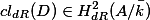  cl_{dR}(D) \in H^2_{dR}(A/\bar{k}) 