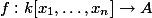 f : k[x_1, \ldots, x_n] \to A