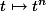 t \mapsto t^n