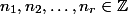 n_1, n_2, \ldots, n_r \in \mathbb{Z}