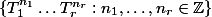 \{ T_1^{n_1} \ldots T_r^{n_r} : n_1, \ldots, n_r \in \mathbb{Z} \}