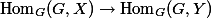 \mathop{\mathrm{Hom}}_G(G, X) \to \mathop{\mathrm{Hom}}_G(G, Y)